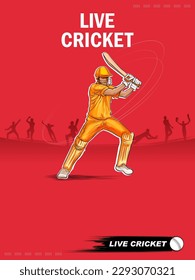 illustration of batsman player playing cricket championship on sports background