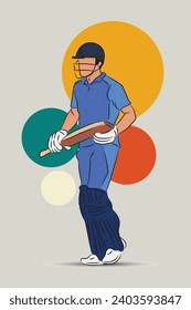 illustration of batsman player playing cricket, cricketer holding bat sports vector design.