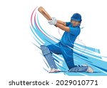 illustration of batsman playing cricket. Batsman In Playing Action On Abstract vector