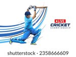 illustration of batsman playing cricket. Batsman In Playing Action On isolated white background. Cricket championship vector poster design