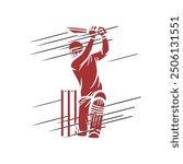 illustration of batsman playing cricket. Batsman In Playing Action On isolated white background. Cricket championship vector poster design. Cricket Player Hitting big Shot vector. championship banner.