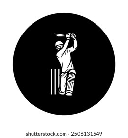 illustration of batsman playing cricket. Batsman In Playing Action On isolated white background. Cricket championship vector poster design. Cricket Player Hitting big Shot vector. championship banner.