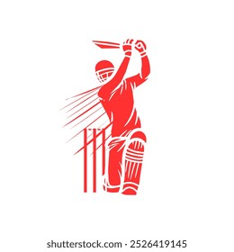 illustration of batsman playing cricket. Batsman In Playing Action On isolated white background. Cricket championship vector poster design. Cricket Player Hitting big Shot vector. championship banner.