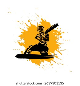 illustration of batsman playing cricket. Batsman In Playing Action On Abstract poster. Cricket championship banner design. Cricket Tournament Banner Design. Hand drawing Vector Illustration.