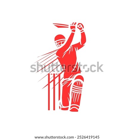 illustration of batsman playing cricket. Batsman In Playing Action On isolated white background. Cricket championship vector poster design. Cricket Player Hitting big Shot vector. championship banner.