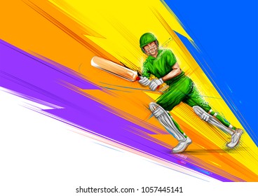 illustration of batsman playing cricket championship sports