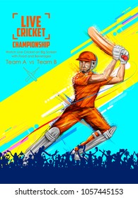 illustration of batsman playing cricket championship sports