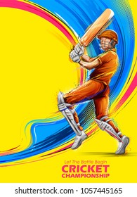 illustration of batsman playing cricket championship sports