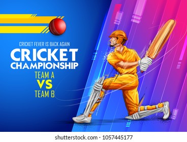 illustration of batsman playing cricket championship sports