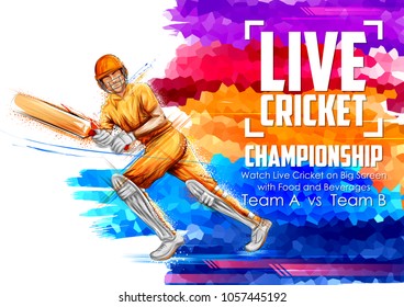 illustration of batsman playing cricket championship sports