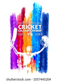 illustration of batsman playing cricket championship