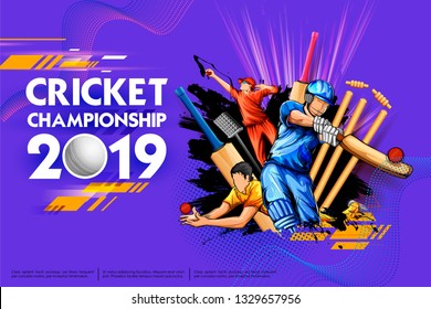 illustration of batsman playing cricket championship sports 2019