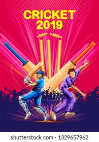 illustration of batsman playing cricket championship sports 2019