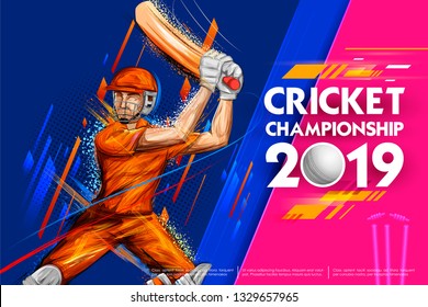 illustration of batsman playing cricket championship sports 2019 illustration of batsman playing cricket championship sports 2019