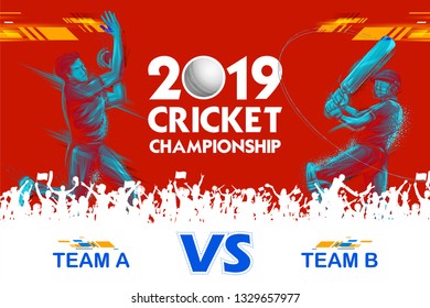 illustration of batsman playing cricket championship sports 2019