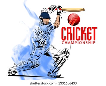 Illustration Batsman Playing Cricket Championship Background Stock ...