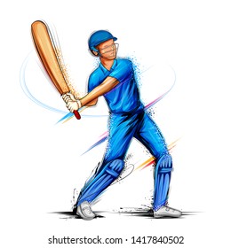 illustration of batsman playing cricket championship sports 2019