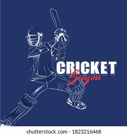 illustration of batsman playing cricket championship sports line art 