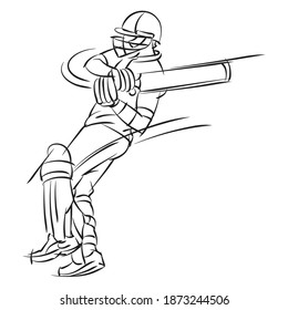 Illustration von Batsman, der Cricket spielt. Cricket-Meisterschaft. Sportkonzept.