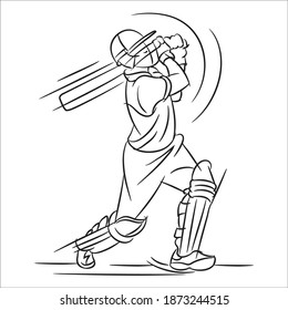 Illustration von Batsman, der Cricket spielt. Cricket-Meisterschaft. Sportkonzept.