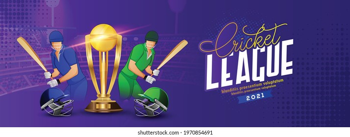 illustration of batsman playing cricket championship  Creative poster or banner design with background 