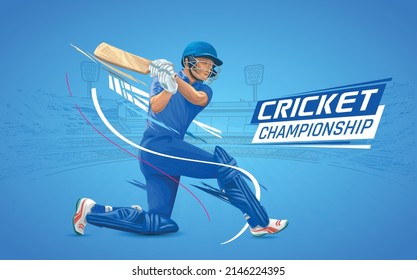 illustration of batsman playing cricket championship Vector banner - Shutterstock ID 2146224395