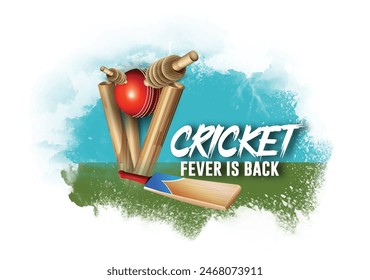 illustration of batsman playing cricket. Cricket championship vector poster design