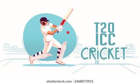 illustration of batsman playing cricket. Cricket championship vector poster design