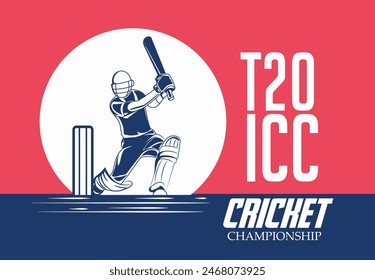 illustration of batsman playing cricket. Cricket championship vector poster design