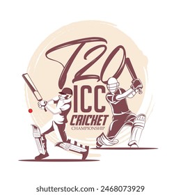 illustration of batsman playing cricket. Cricket championship vector poster design