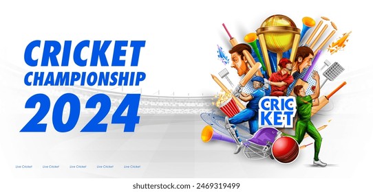 illustration of batsman playing cricket championship sports 2024