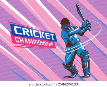 illustration of batsman playing cricket championship Vector banner.