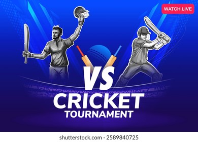 illustration of batsman playing cricket championship sports background