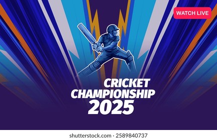 illustration of batsman playing cricket championship sports background