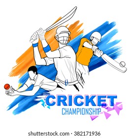 illustration of batsman playing cricket championship