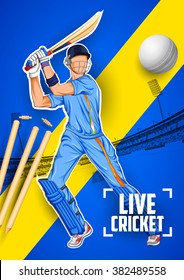 illustration of batsman playing cricket championship
