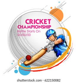 illustration of batsman playing cricket championship sports