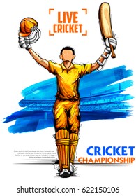 illustration of batsman playing cricket championship