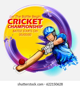 illustration of batsman playing cricket championship sports