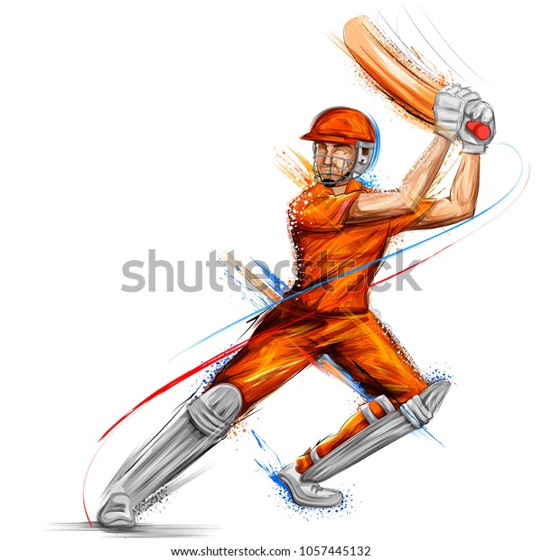 Illustration Batsman Playing Cricket Championship Sports Stock Vector ...