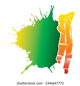 illustration of batsman playing cricket sports poster design