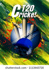 illustration of batsman playing cricket T20 cricket