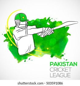 illustration of batsman playing pull shot in pakistan cricket league