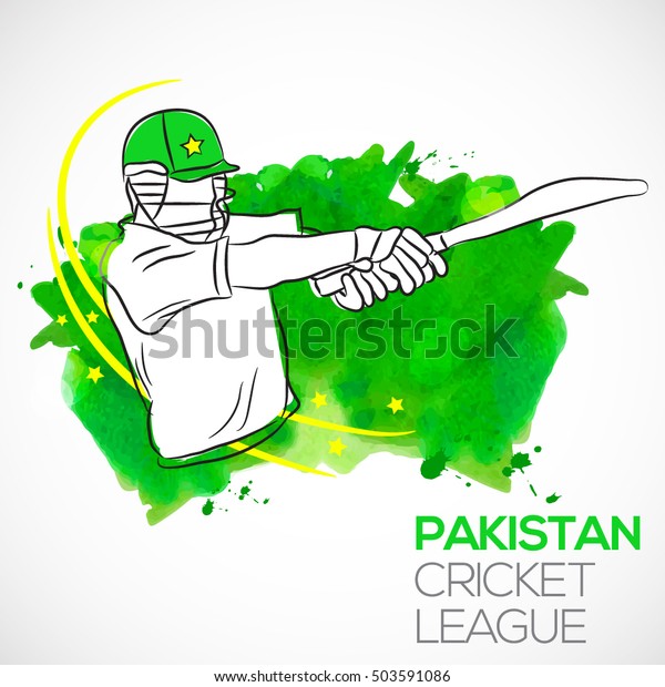 パキスタンクリケットリーグでプルショットをするバットマンのイラスト のベクター画像素材 ロイヤリティフリー