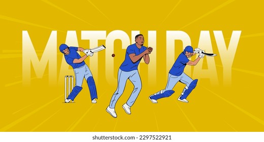 Illustration of batsmen and bowler playing cricket championship Vector digital banner   svg