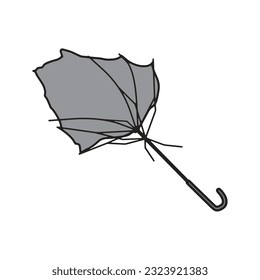 Illustration of a battered and broken umbrella