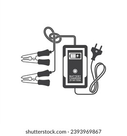 illustration of battery charger, battery vehicle charger, vector art.