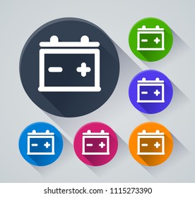 Illustration of battery circle icons with shadow