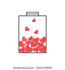 Illustration battery level heart or love unique design with blank background