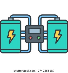 Illustration of a battery management system with two batteries and control unit
